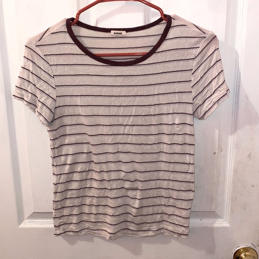 Garage striped T- short, M, runs a little small, slightly worn